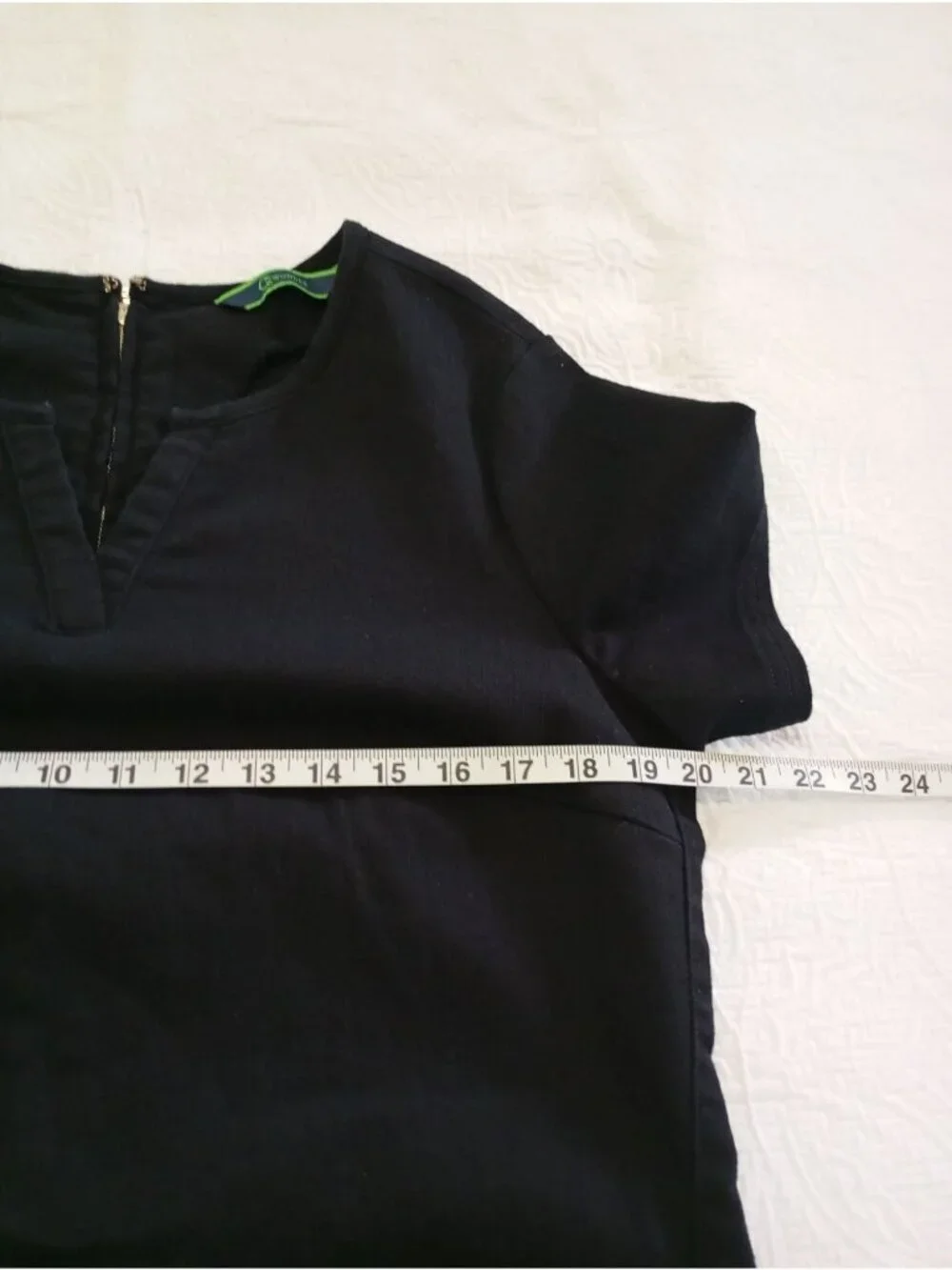 C Wonder Black Short-Sleeve Shift Dress US 8 UK 12 Cotton Blend Minimalist Style
